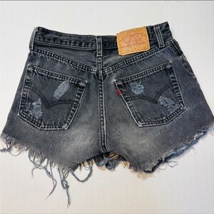 Vintage Levi Black Denim Shorts Womens 27” Button Fly